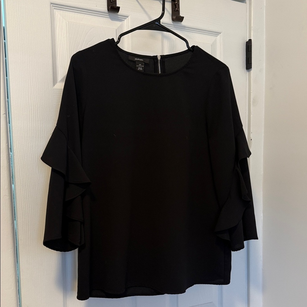 Alfani Black Ruffle Sleeve Blouse